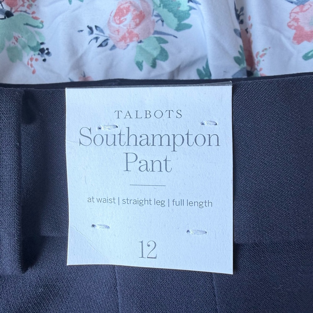 NWT Talbots Southampton Pants Size 12 Navy Straight Leg Full Length Work Pants